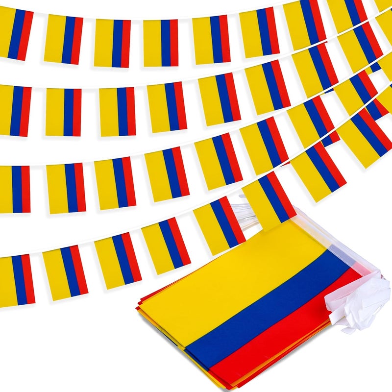 MVPRING Colombia String Flag Pennant Banner, Small Mini Colombian Flags Bunting Banner, National Country Decoration for School, Party, Sports Events, 33 Feet 30 Flags - Image 1